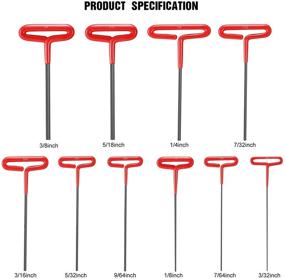 img 3 attached to 🔧 Набор шестигранных ключей с T-образным рукояткой, 10 штук, комплект ключей Allen - Размеры 3/32, 7/64, 1/8, 9/64, 5/32, 3/16, 7/32, 1/4, 5/16 и 3/8 дюйма