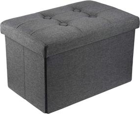 img 4 attached to 🪑 Yummargot Grey Storage Ottoman Bench Footrest Seat - Versatile Cube Ottoman for Living Room, Bedroom, and Hallway