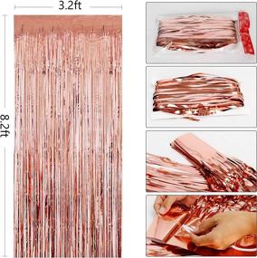 img 1 attached to Premium 3PCS Rose Gold Metallic Foil Fringe Curtains - Perfect for Birthday, Wedding, Bridal Shower, Bachelorette & Christmas Party Photo Backdrop - 3.2 ft x 8.2 ft