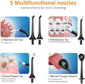 img 1 attached to 💦 TUREWELL Water Flossing Cordless Oral Irrigator: Portable, Waterproof Teeth Cleaner with 3 Modes - Ideal for Travel & Family Use, Includes 5 Water Jet Tips