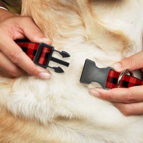 img 2 attached to 🐾 Buckle-Down Plastic Clip Collar - Buffalo Plaid Black/Red - Wide 1" - Large 15-26" Neck Fit