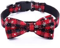 malier christmas dog collar and bow tie: classic snowflake pattern, light release buckle, adorable pet accessories for puppy dogs cats pets (l) logo