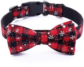 img 4 attached to MALIER Christmas Dog Collar and Bow Tie: Classic Snowflake Pattern, Light Release Buckle, Adorable Pet Accessories for Puppy Dogs Cats Pets (L)