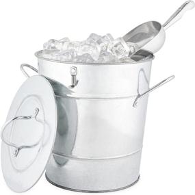 img 4 attached to 🍺 Galvanized Metal Drink Tub: Twine Ice Bucket with Lid and Ice Scoop, Wine and Beer Chiller - Holds 5.35 Gallons