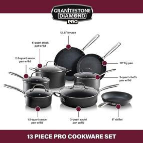 img 2 attached to 🍳 Granitestone Pro Cookware Set 13 Piece Hard Anodized Premium Chef’s Pots and Pans with Ultra Nonstick Diamond & Mineral Coating, Stay Cool Handles Oven Dishwasher & Metal Utensil Safe - Improved SEO
