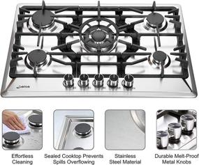 img 1 attached to 🔥 Sealed 5-Burner Stainless Steel Gas Cooktop – 30 Inch, LG/NG Convertible, Heavy-Duty Grates, Thermocouple Protection
