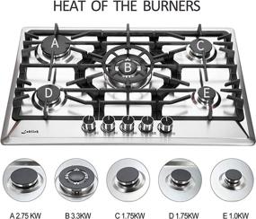 img 2 attached to 🔥 Sealed 5-Burner Stainless Steel Gas Cooktop – 30 Inch, LG/NG Convertible, Heavy-Duty Grates, Thermocouple Protection