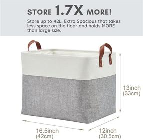 img 3 attached to Extra Large DECOMOMO 42L Foldable Fabric Storage Bin with Handles - Grey and White - for Clothing, Nursery, Closet Shelves Organization