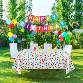 img 1 attached to 🎉 Colorful Engagement Rectangle Tablecloth for Birthday Celebration