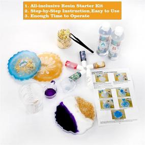 img 1 attached to 🎨 JUSTASHOW Resin Starter Kit: 3 Coaster Molds, Pigment Set & Epoxy Tools for DIY Tumbler, River Table Tops, Jewelry Crafts