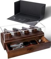 🔪 edc knife display case and organizer - pocket knife storage with walnut finish - edc valet tray and holder for pocket knife organization - perfect birthday and christmas gifts for men, dad, and son logo