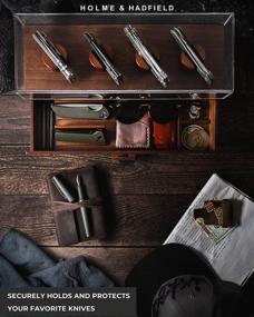 img 2 attached to 🔪 EDC Knife Display Case and Organizer - Pocket Knife Storage with Walnut Finish - EDC Valet Tray and Holder for Pocket Knife Organization - Perfect Birthday and Christmas Gifts For Men, Dad, and Son