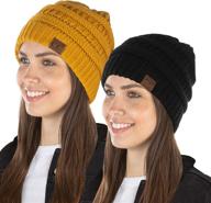 🧣 funky junque exclusives womens beanie: solid ribbed knit hat bundle - warm, soft, and stylish logo