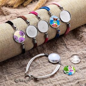 img 1 attached to 📿 DIY Bracelet Craft Supplies Kit: 12-Piece Bracelet Bezel Settings Blanks with Sublimation Bangles, Aluminum Sheets, and Glass Domes - Jewelry Making Round Gem Trays in Charming Colors (20mm)