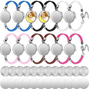 img 4 attached to 📿 DIY Bracelet Craft Supplies Kit: 12-Piece Bracelet Bezel Settings Blanks with Sublimation Bangles, Aluminum Sheets, and Glass Domes - Jewelry Making Round Gem Trays in Charming Colors (20mm)