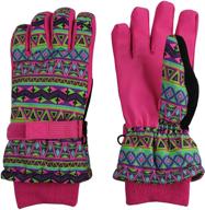 ❄️ waterproof thinsulate insulated winter snow print ski gloves for girls - n'ice caps logo
