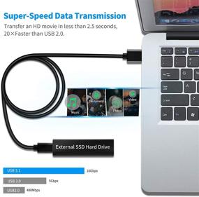 img 3 attached to 💨 High-Speed USB A to USB C 3.1/3.2 Gen 2 Cable with 10Gbps Data Transfer & 60W QC 3.0 Fast Charging - Perfect Spare Cable for Samsung T7, SanDisk Extreme Portable SSD, Crucial X8, WD, and More! (0.5FT)