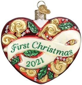 img 4 attached to 2021 First Christmas Heart Glass Blown Ornaments by Old World Christmas - Perfect for Your Christmas Tree