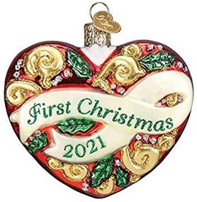 img 2 attached to 2021 First Christmas Heart Glass Blown Ornaments by Old World Christmas - Perfect for Your Christmas Tree