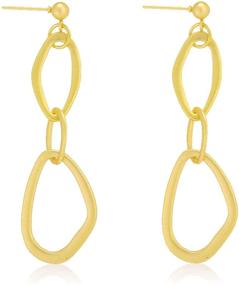 img 4 attached to 🔶 Chic Charm: Women's Gold Geometry Earrings - Abstract Hollow Circle Design