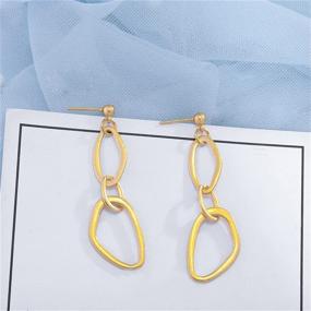 img 1 attached to 🔶 Chic Charm: Women's Gold Geometry Earrings - Abstract Hollow Circle Design