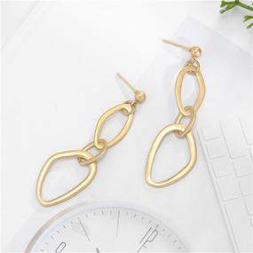 img 2 attached to 🔶 Chic Charm: Women's Gold Geometry Earrings - Abstract Hollow Circle Design