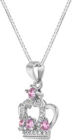 img 3 attached to 👑 925 Sterling Silver 16" Shiny Round Cubic Zirconia Crown Princess Box Chain Necklace for Girls - Little Crown Princess Pendant Jewelry for Children & Preteens - Cute Tiara CZ Necklace for Young Girls