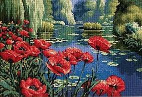 img 2 attached to 🌺 Lakeside Poppies DIMENSIONS Needlepoint Kit - 16" x 11