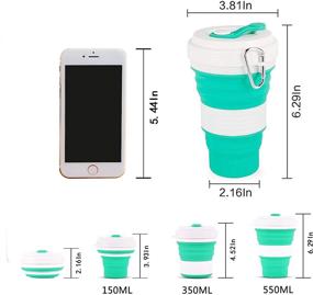 img 2 attached to 🥤 Crenics Collapsible Travel Cup - 2 Pack Silicone Folding Camping Cup Sport Bottle with Lids - Expandable Heat-Resistant Drinking Cup - Portable Water Bottle with 2 Straws