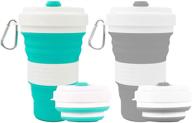 🥤 crenics collapsible travel cup - 2 pack silicone folding camping cup sport bottle with lids - expandable heat-resistant drinking cup - portable water bottle with 2 straws логотип