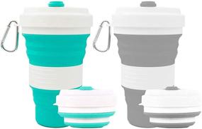 img 4 attached to 🥤 Crenics Collapsible Travel Cup - 2 Pack Silicone Folding Camping Cup Sport Bottle with Lids - Expandable Heat-Resistant Drinking Cup - Portable Water Bottle with 2 Straws