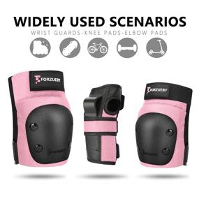 img 1 attached to Forzueby Adult/Kids Knee Pads Elbow Pads Wrist Guards 6 In 1 Protective Gear Set For Inline Roller Skating Skateboarding Scooter BMX Etc Sports & Fitness