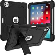 aicase for ipad air 4 case 2020: black heavy duty protective cover with kickstand | shockproof rugged hybrid armor for ipad air 4th gen 2020 | rubberized 3-layer defense logo