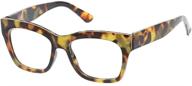 👓 peepers by peeperspecs women's shine on square blue light blocking reading glasses, tortoise - clear vision & stylish eye protection for digital screens, 53 + 1.5 logo