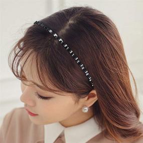 img 3 attached to 💇 LOVINSHOW Metal Headbands (10 Pcs) – Fashionable Unisex Hair Accessories for Men and Women. Non-slip Black Headband Hair Hoods with Spring Wavy Design - Perfect for Home, Outdoor Activities, Sports, and Yoga Use.