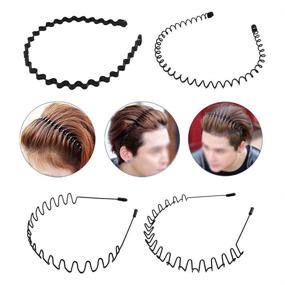 img 2 attached to 💇 LOVINSHOW Metal Headbands (10 Pcs) – Fashionable Unisex Hair Accessories for Men and Women. Non-slip Black Headband Hair Hoods with Spring Wavy Design - Perfect for Home, Outdoor Activities, Sports, and Yoga Use.