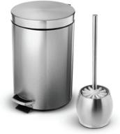 🚽 home zone living stainless steel 1.8 gallon bathroom trash can & toilet brush combo - 7l capacity logo