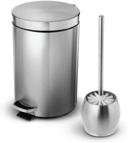 img 4 attached to 🚽 Home Zone Living Stainless Steel 1.8 Gallon Bathroom Trash Can & Toilet Brush Combo - 7L Capacity