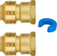🔌 sungator 1/2-inch by 1/2-inch push fit pex fittings with disconnect clip - female adapter straight connector for copper, cpvc, lead free brass pipes (2-pack) logo