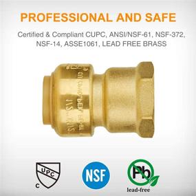 img 2 attached to 🔌 SUNGATOR 1/2-Inch by 1/2-Inch Push Fit PEX Fittings with Disconnect Clip - Female Adapter Straight Connector for Copper, CPVC, Lead Free Brass Pipes (2-Pack)