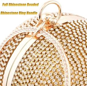 img 1 attached to 💎 Women's Round Clutch with Full Rhinestone Tassels and Ring Handle - Dazzling Gold Evening Bag