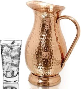 img 3 attached to 🍯 Copper Pitcher with Lid - 70 Oz Handcrafted Hammered Jug for Home, Hotel & Gifting
