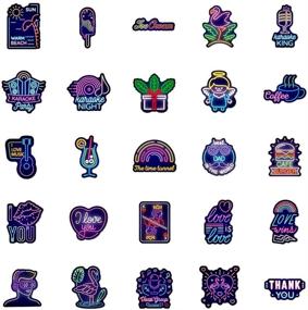 img 1 attached to 🌈 Vibrant 50-Piece Purple Neon Lights Aesthetic Stickers Set | Laptop, Skateboard, Water Bottle, Luggage & More | Trendy Cartoon Sticker Pack