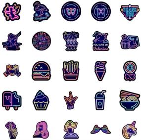 img 2 attached to 🌈 Vibrant 50-Piece Purple Neon Lights Aesthetic Stickers Set | Laptop, Skateboard, Water Bottle, Luggage & More | Trendy Cartoon Sticker Pack