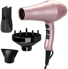 img 4 attached to 💕 VAV Professional Ionic Hair Dryer, 1875W Far Infrared Blow Dryer, Lightweight Salon Hair Dryers for Girls & Women with Diffuser & Concentrator & Comb - Pink Gift