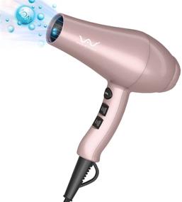 img 2 attached to 💕 VAV Professional Ionic Hair Dryer, 1875W Far Infrared Blow Dryer, Lightweight Salon Hair Dryers for Girls & Women with Diffuser & Concentrator & Comb - Pink Gift