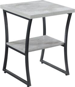 img 2 attached to 🪑 Convenience Concepts X-Calibur End Table: Stylish Faux Birch with Slate Gray Frame for Ultimate Convenience