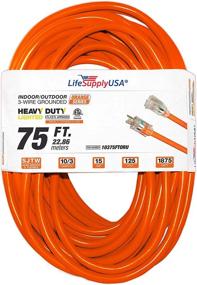 img 2 attached to 75 Ft Extension Cord 10/3 SJTW With Lighted End - Orange- Indoor / Outdoor Heavy Duty Extra Durability 15 AMP 125 Volts 1875 Watts ETL Listed - By LifeSupplyUSA