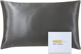 img 4 attached to 🌙 ZIMASILK 22 Momme Mulberry Silk Pillowcase - Hair & Skin Friendly, Breathable & Smooth - Queen Size 20''x30'', Space Grey - 1 Pc Gift Box