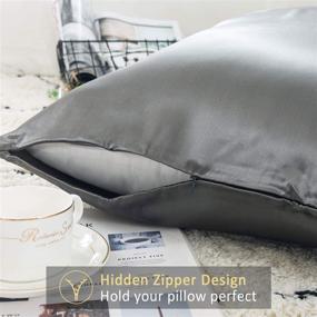 img 1 attached to 🌙 ZIMASILK 22 Momme Mulberry Silk Pillowcase - Hair & Skin Friendly, Breathable & Smooth - Queen Size 20''x30'', Space Grey - 1 Pc Gift Box